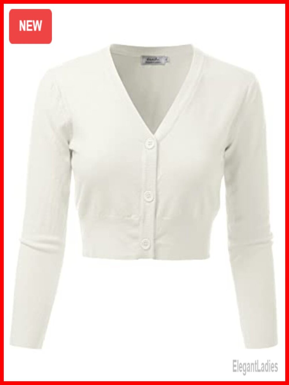 3/4 Sleeve Open Front Cropped Sweater Cardigan V-Neck